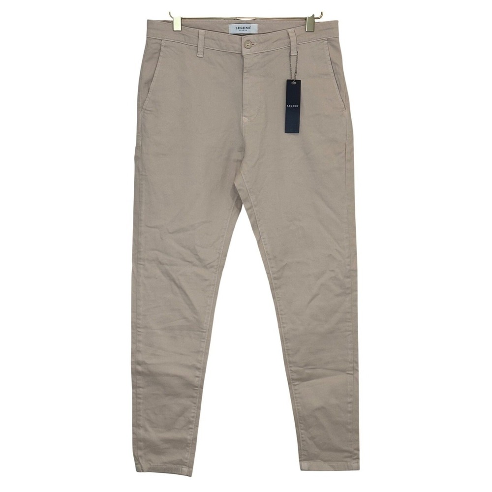 Legend London Spray On Chino Pants Stone Beige Stretch Slim Tapered Mens 32